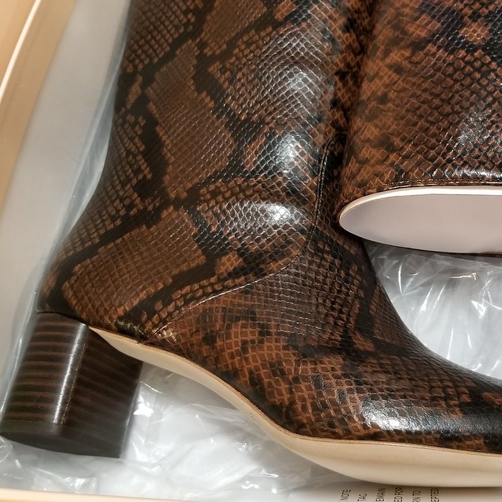 Loeffler Randall Knee High Snakeskin Mocha Boots 9-1/2 B